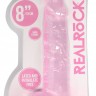 Розовый фаллоимитатор Realrock Crystal Clear 8 inch - 21 см.