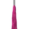 Розовая плётка Leather Whip Metal Long - 49,5 см.