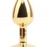 Золотистая анальная пробка со стразом Blue Gem Anal Plug - 7,1 см.