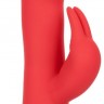 Красный вибромассажер-кролик с функцией нагрева Heated Silicone Ultra-Soft Rabbit - 21,5 см.
