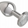 Серебристая средняя пробка с прозрачным кристаллом - 8,5 см.