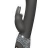 Чёрный вибратор The G-spot Rabbit со стразами на рукояти - 22 см.