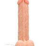 Телесный вибратор-реалистик Vibrating Realistic Cock 11" With Scrotum - 29,5 см.