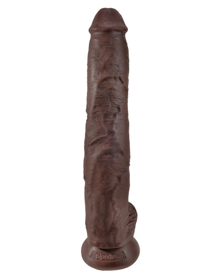 Коричневый фаллоимитатор-гигант 14" Cock with Balls - 37,5 см.