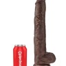 Коричневый фаллоимитатор-гигант 14" Cock with Balls - 37,5 см.