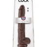 Коричневый фаллоимитатор-гигант 14" Cock with Balls - 37,5 см.