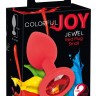 Красная силиконовая анальная пробка с красным кристаллом Joy - 7,2 см.