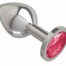Серебристая средняя пробка с малиновым кристаллом - 8,5 см.