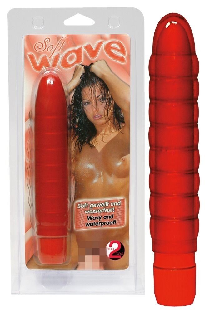 Красный водонепроницаемый вибратор Soft Wave - 18,5 см.
