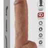 Кофейный вибромассажер 10" Vibrating Cock with Balls - 25,4 см.
