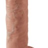 Кофейный вибромассажер 10" Vibrating Cock with Balls - 25,4 см.