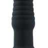 Черная ребристая вибровтулка с ограничителем - 7 см.